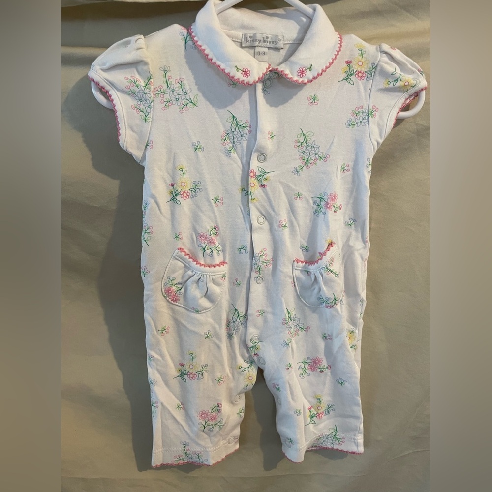 Kissy Kissy White and Pink Footies with Whimsical Design